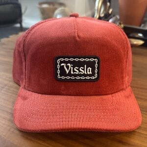 VISSLA Corduroy Strapback Cap - Brick Red